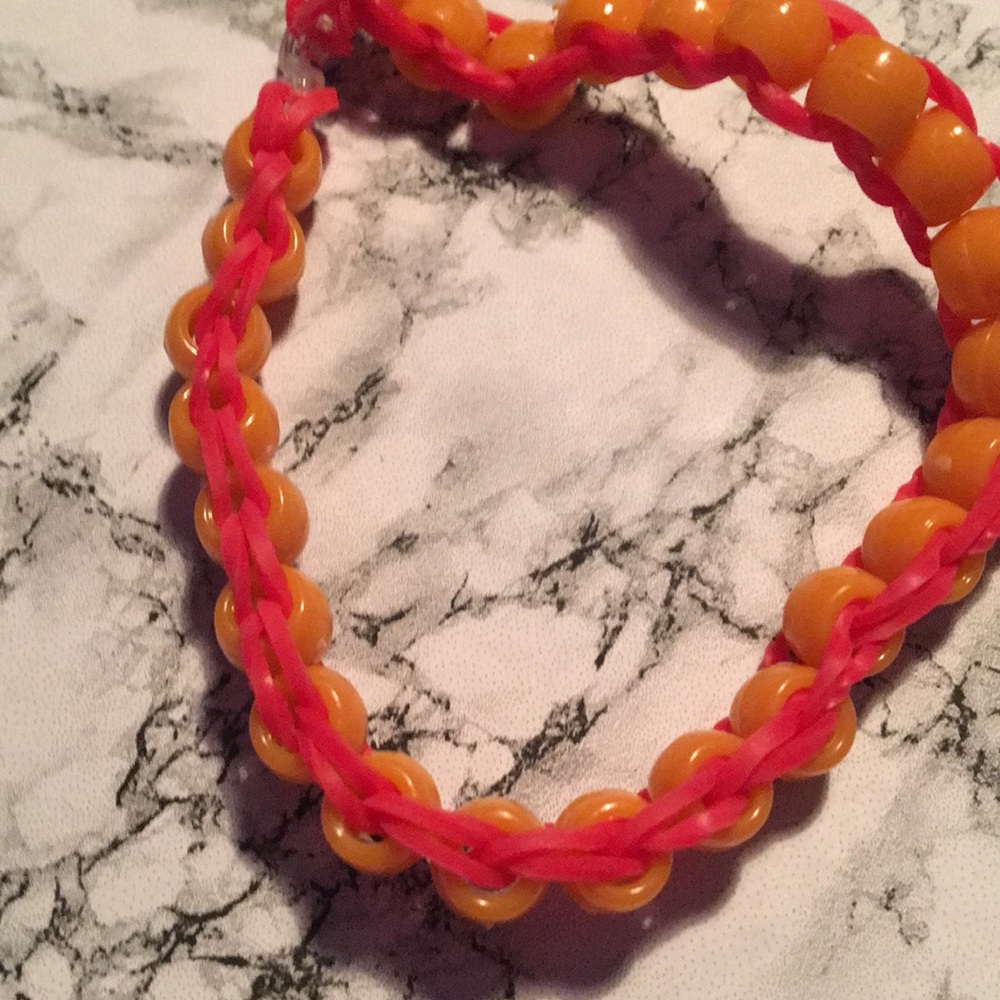 Orange beads with red bands